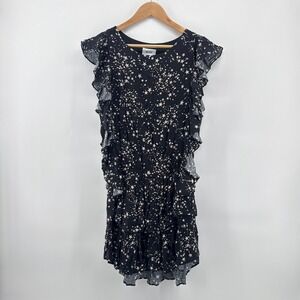 KOCH Madison Dress Black‎ White Stars Ruffle Tiered Made USA Women's Medium $320